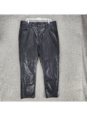 Gap Jeans Womens 34/18R Black Stretch Coated Denim Vintage Slim Sky High